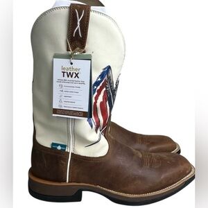Twisted X NEW Men’s Size 10.5 Roasted Pecan Eagle Red, White & Blue Cowboy Boots